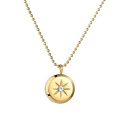 Fashion diamond round stainless steel gold star pendant necklace female clavicle chain